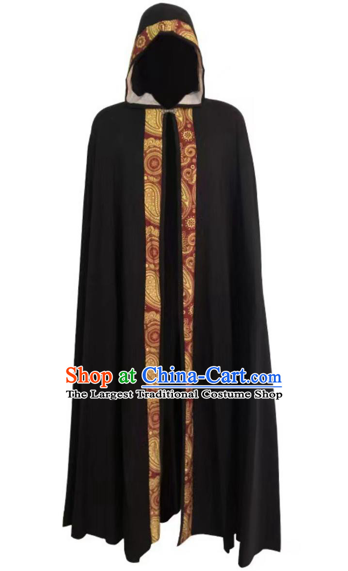 Halloween Archbishop Cloak Cosplay High Priest Dark Sorcerer Hooded Cape Long Floor Length Performance Costume