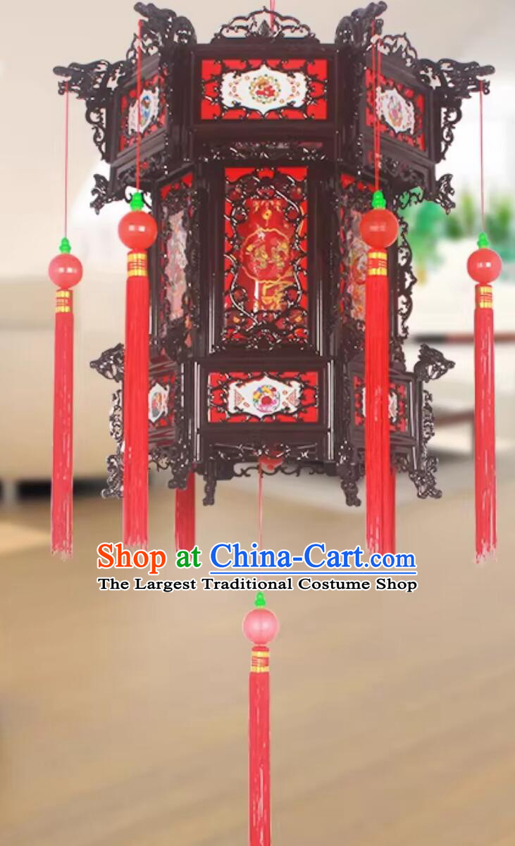 Chinese Antique Style Palace Lantern Plastics Lantern Classical Lucky Pattern Lamp