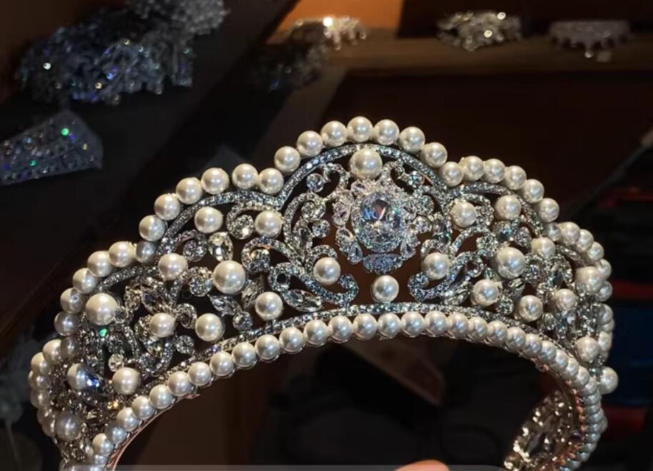 Bride Ultra Elegant Pearl Zircon Crown Luxury Wedding Accessory Tiara