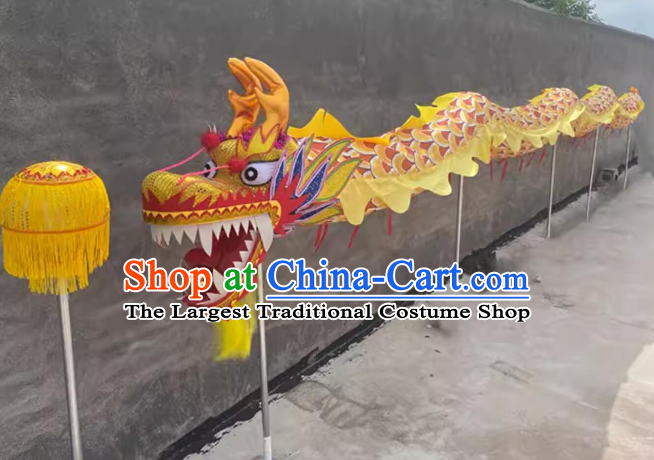 Yellow Chinese New Year Dragon Dance Costume Spring Festival Dragon Prop