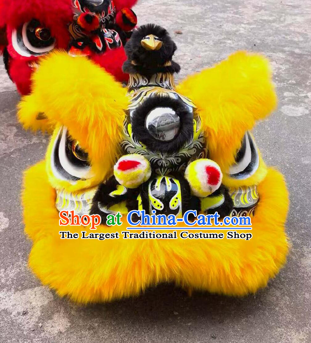 Chinese Spring Festival Lion Dance Costume Yellow Wool Dancing Lion Prop