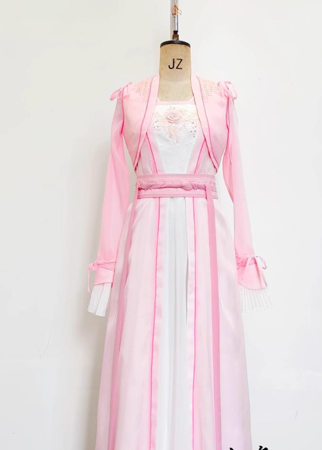 Ju Jingyi Hua Rong Pink Hanfu Dress Custom Film Costume Elegant Performance Dance Clothing
