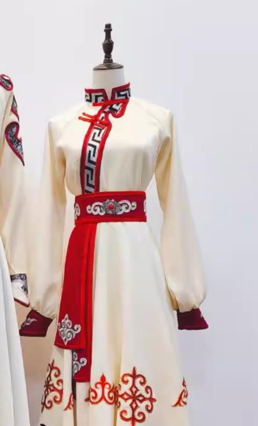 Mongolian Female Dancewear Performance Costume Chinese Mongol Ethnic Style Stage Dress