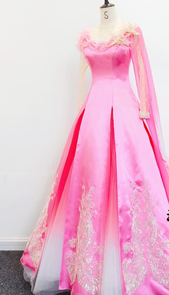 Chinese Spring Festival Gala Opening Dance Pink Dress Women Chorus Performance Costume