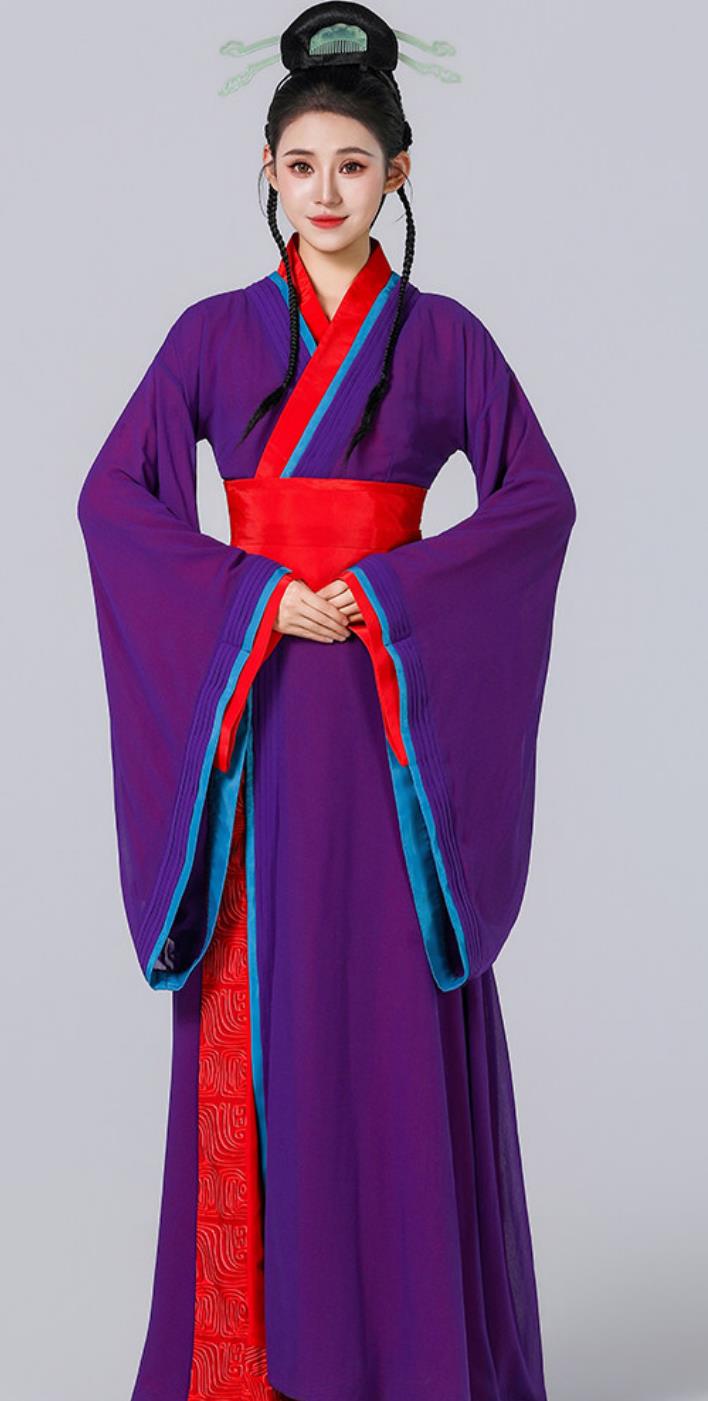 Classical Dance Purple Hanfu Dress Han Tang Dance Clog Dance Costume Traditional Chinese Large Sleeve Clothing