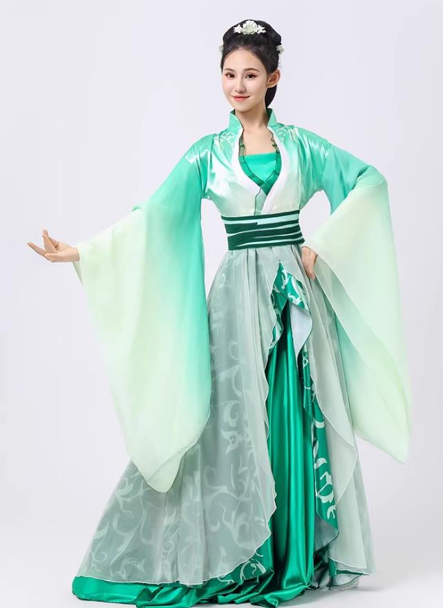 Ancient Fairy Green Hanfu Han Tang Dance Large Sleeve Dress Chinese Classical Dance Clothing