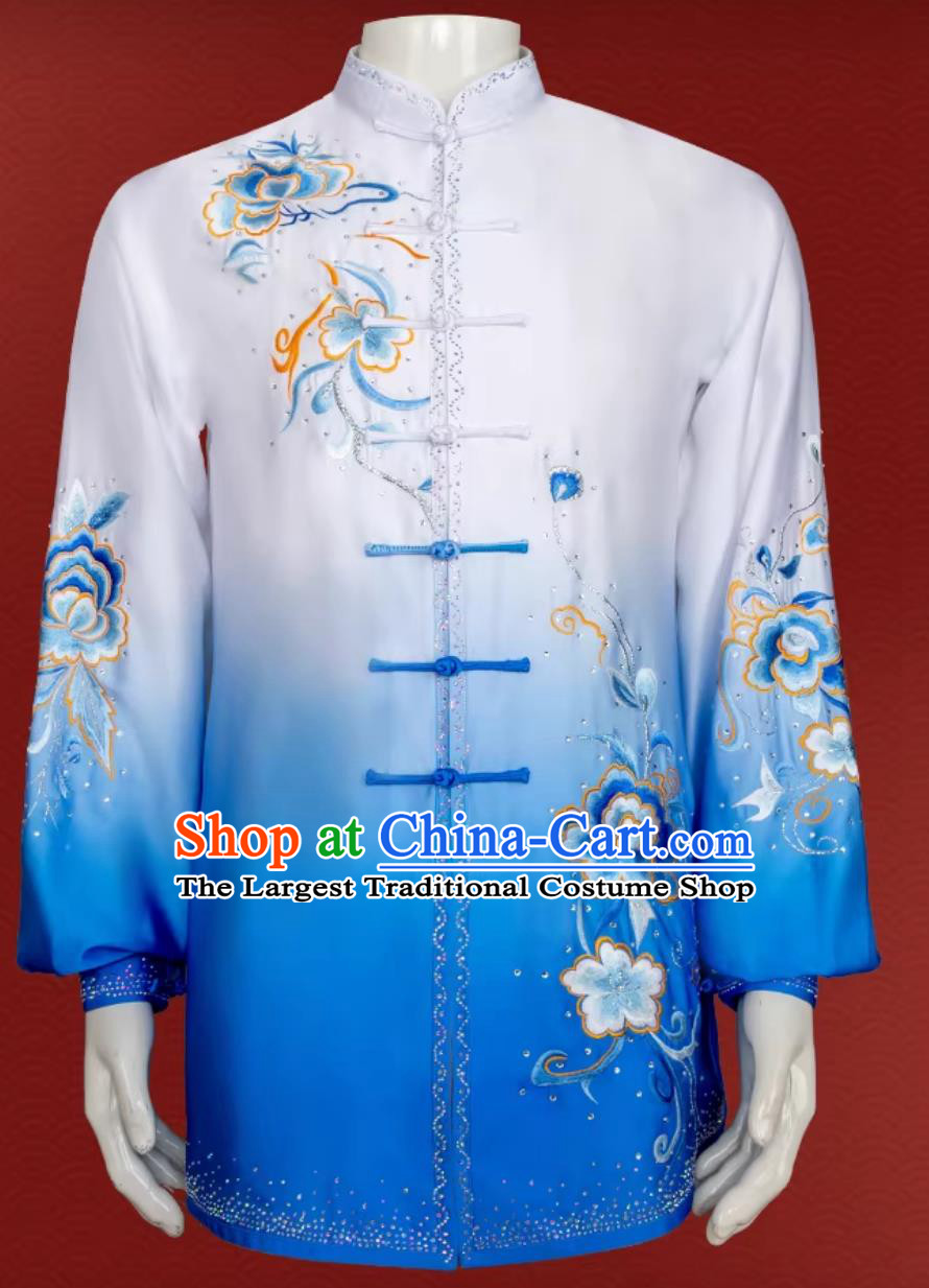 Martial Arts Outfit Chinese Tai Chi Performance Costume Embroidery Ba Duan Jin Gradient Competition Suit