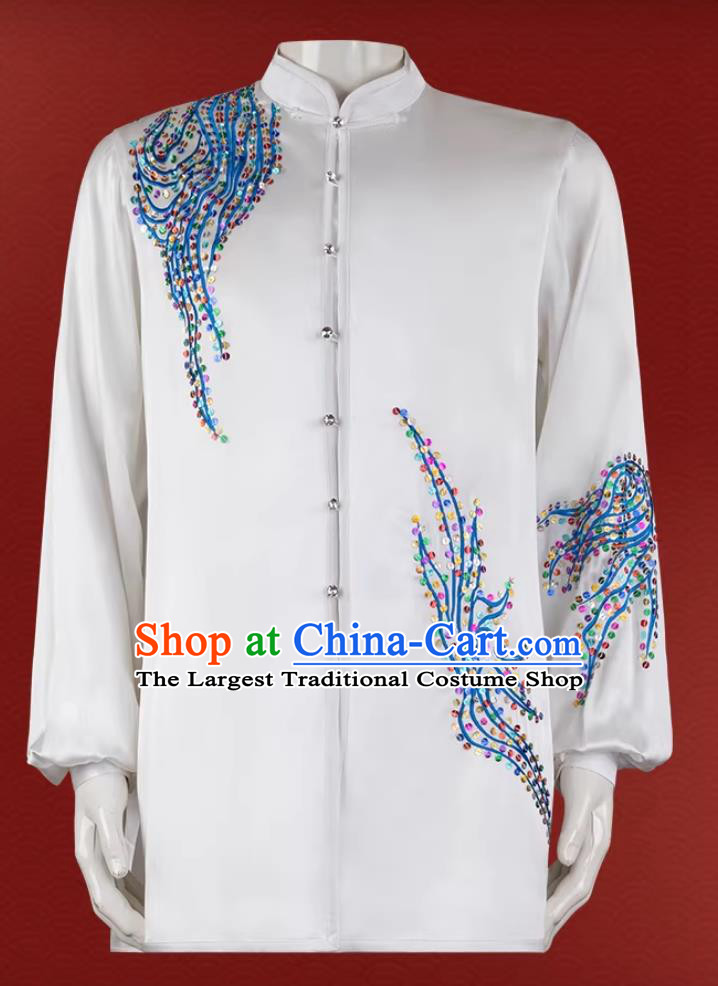 Martial Arts Competition White Outfit Chinese Tai Chi Performance Costume Ba Duan Jin Suit