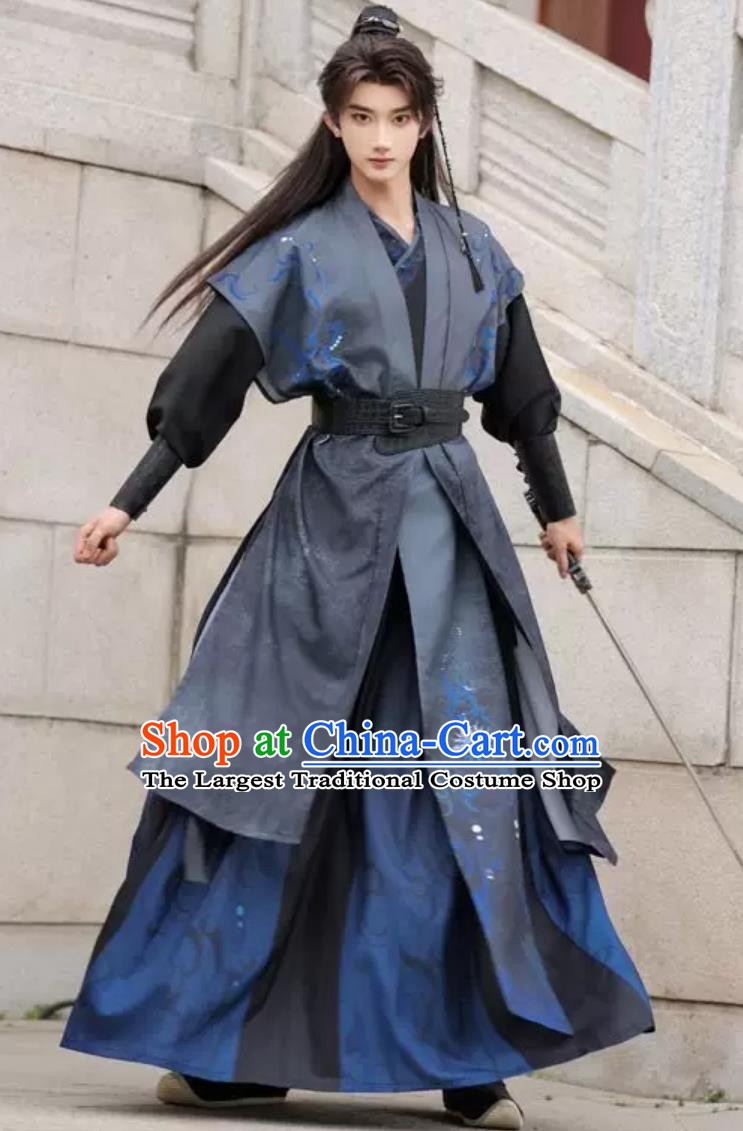 Traditional Song Dynasty Hanfu Scholar Costume Set Chinese Wuxia Script Roleplay Outfit