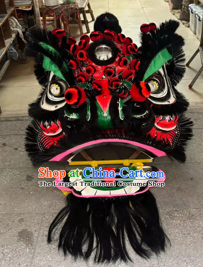 Traditional Chinese Lion Dance Prop Handmade Guan Gong Lion Head and Costume Complete Set