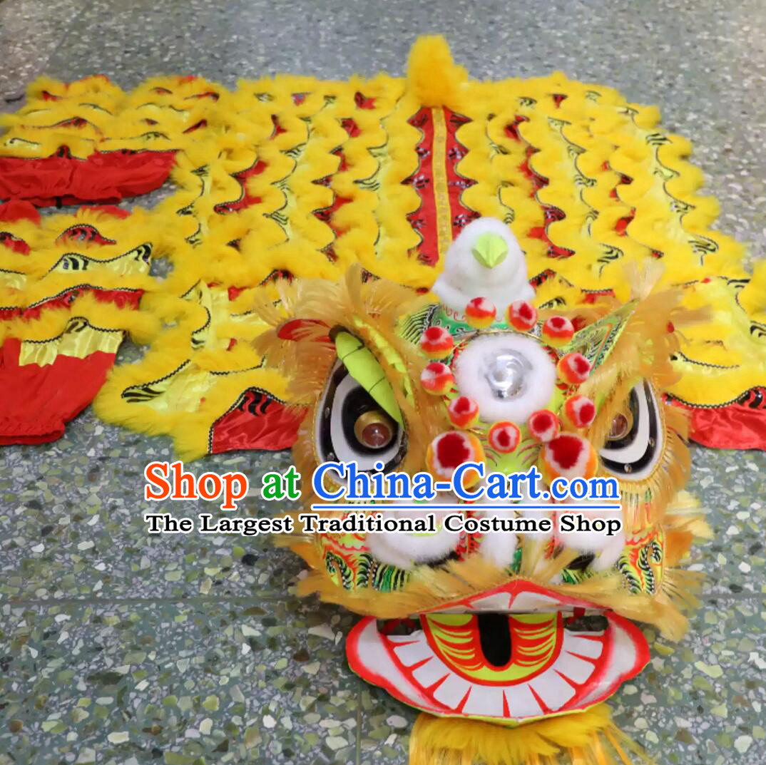 Traditional Chinese Lion Dance Prop Dancing Lion Costume Handmade Liu Bei Lion Head for School Performances