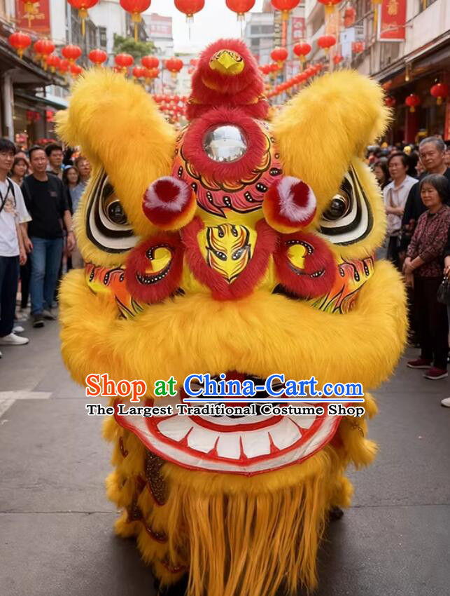 Handmade Yellow Fur Fut San Lion Head Chinese Lion Dance Prop Dancing Lion Costume Complete Set