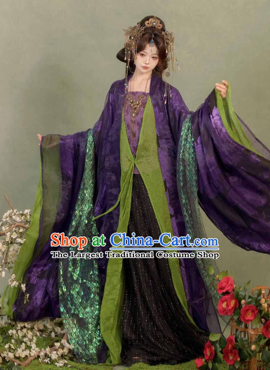 Traditional Chinese Clothing Ancient Chinese Fairy Purple Wide Sleeve Hanfu Complete Set