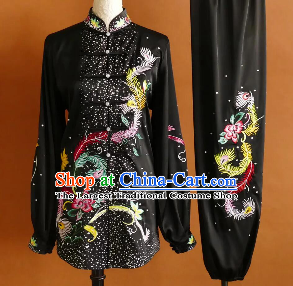 Embroidery Colorful Phoenix Tai Chi Suit Martial Arts Performance Costume Chinese Wushu Competition Clothing