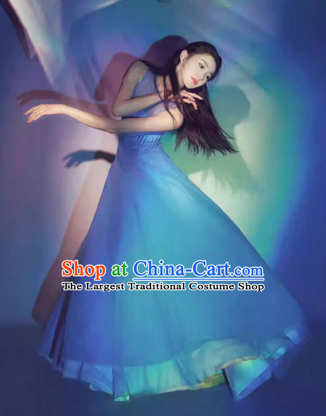 2026 Spring Festival Gala Meng Di Liu Haocun Performance Costume Blue Elegant Dance Dress