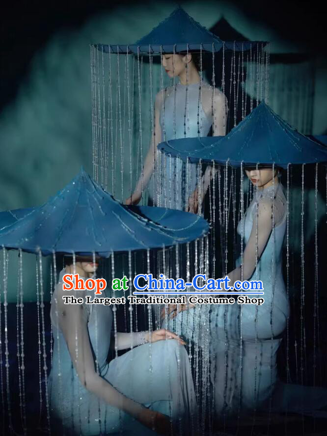 Spring Festival Gala Xi Yu Classical Dance Costume Stage Performance Attire and Bamboo Hat